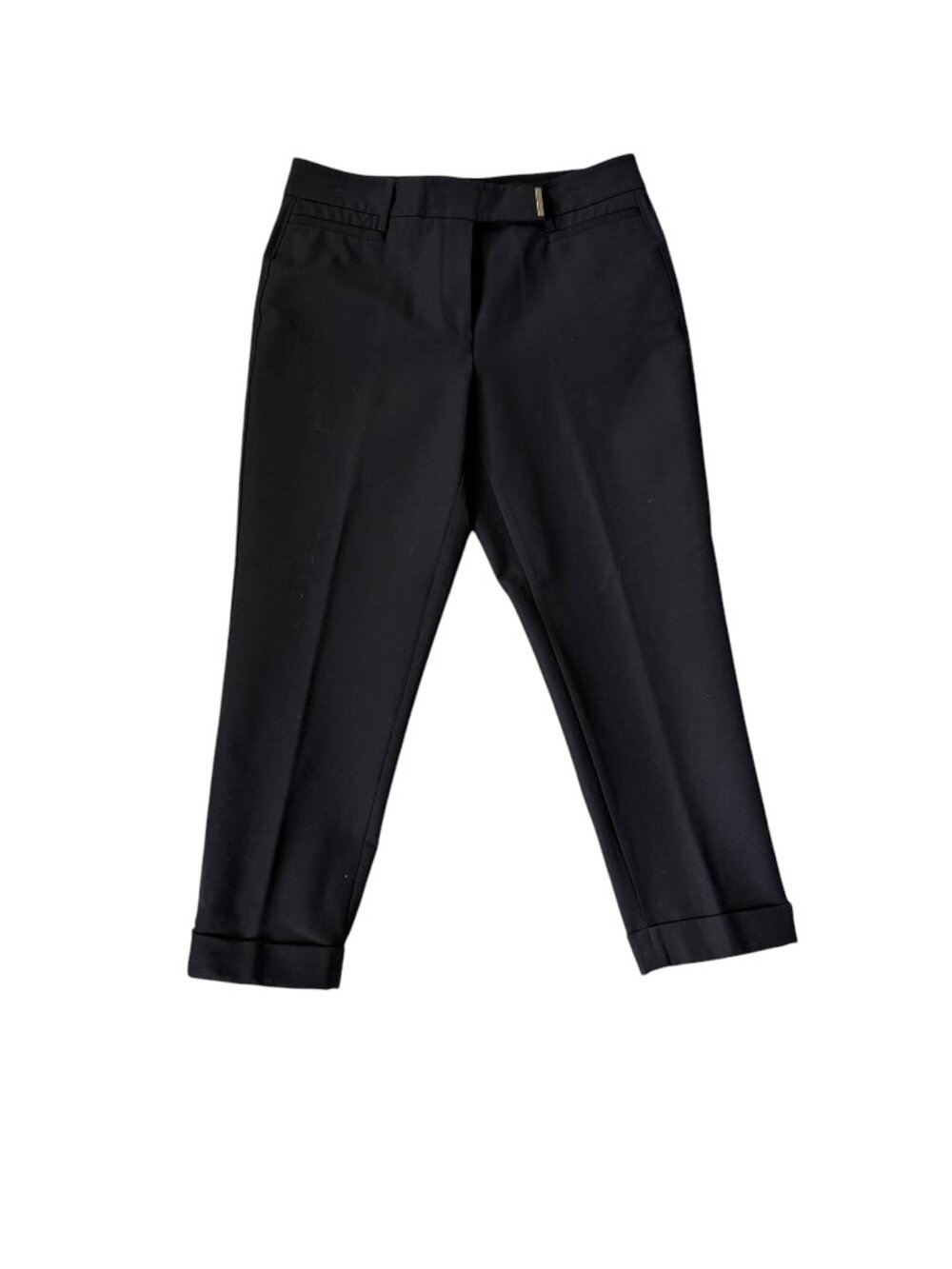 White House Black Market the slim crop black cuffed creased dress pant size 6